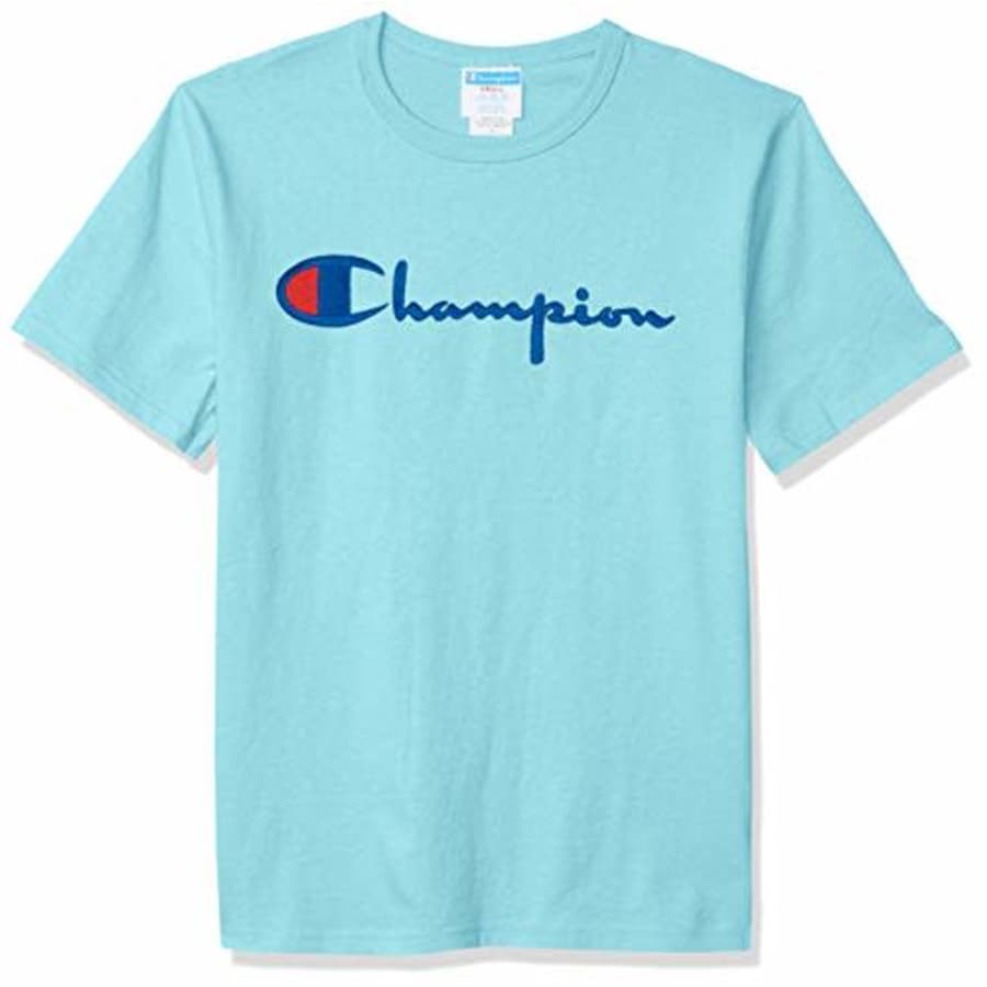 Champion Life Men's Classic Graphic Script T-Shirt, Blue Sky, Small for $15
