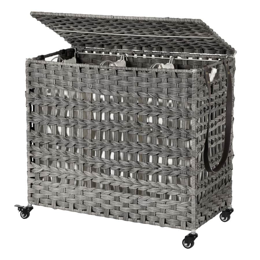 Songmics 140L Rattan-Style Laundry Hamper w/ Lid for $61