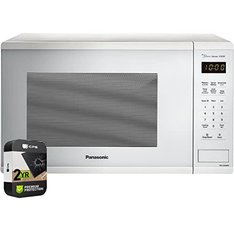 Panasonic NN-SU656W 1.3 Cu. Ft. 1100W Countertop Microwave Oven in White Bundle with 2 YR CPS for $297