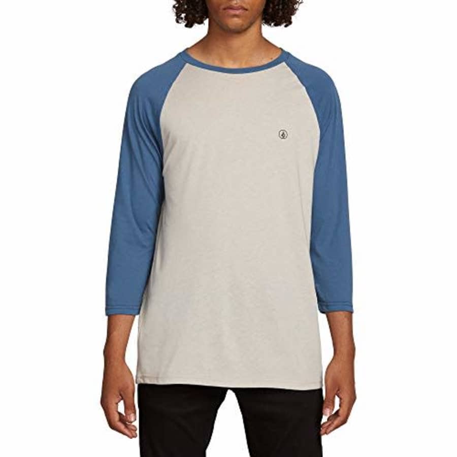 Volcom Men's Solid Heather 3/4 Sleeve Raglan Shirt, Navy Blue, Small for $32