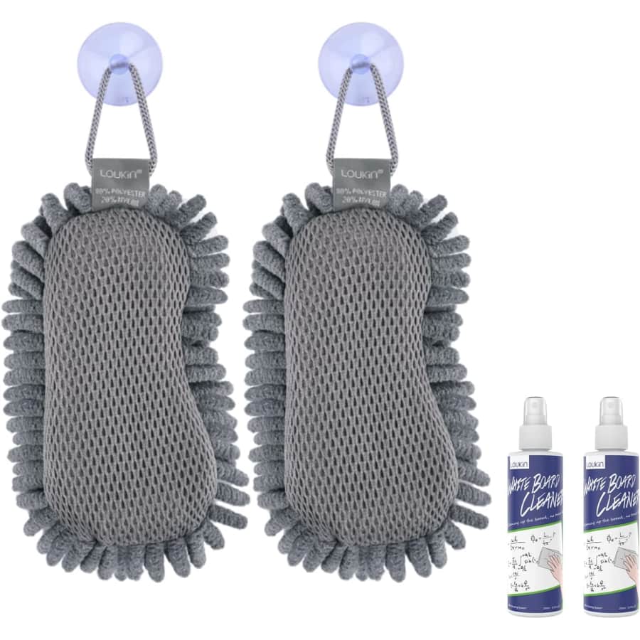 Loukin Shag Dry Erase Eraser 2-Pack and Whiteboard Cleaner 2-Pack for $13