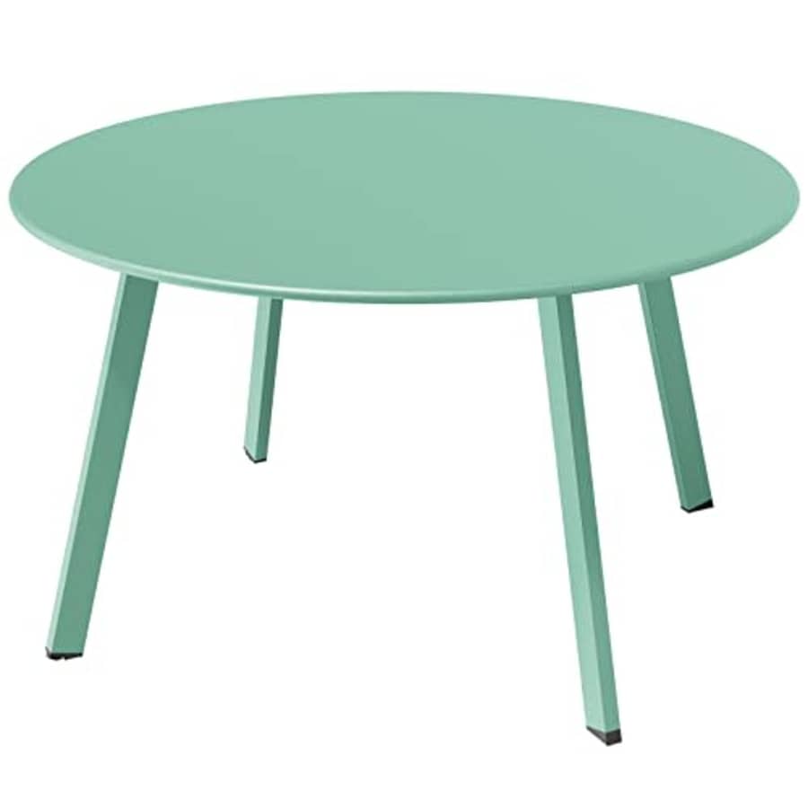 Grand Patio Round Steel Patio Coffee Table, Weather Resistant Outdoor Large Side Table, Mint Green for $55