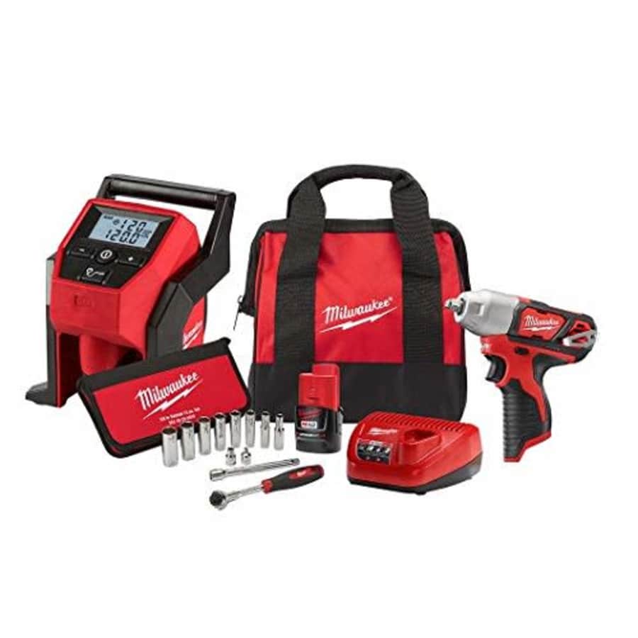 Milwaukee M12 12-Volt Lithium-Ion Cordless 3/8 in. Impact Wrench and Inflator Combo Kit with 3/8 for $286