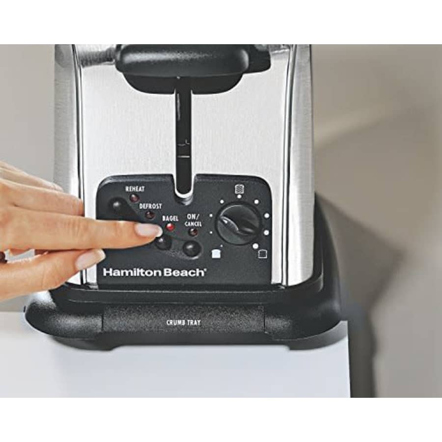 Hamilton Beach Classic Chrome 4 Slice Extra Wide Slot Toaster with Bagel Technology, One-Touch for $49