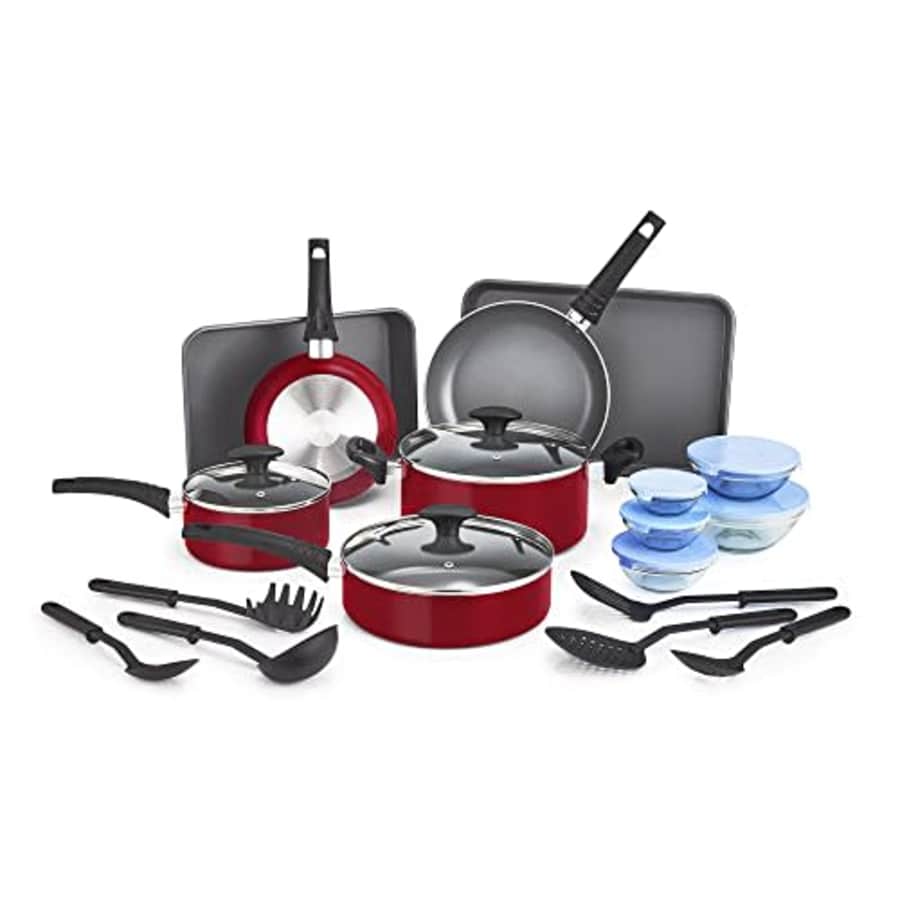 BELLA Nonstick Cookware Set with Glass Lids - Aluminum Bakeware, Pots and Pans, Storage Bowls & for $76
