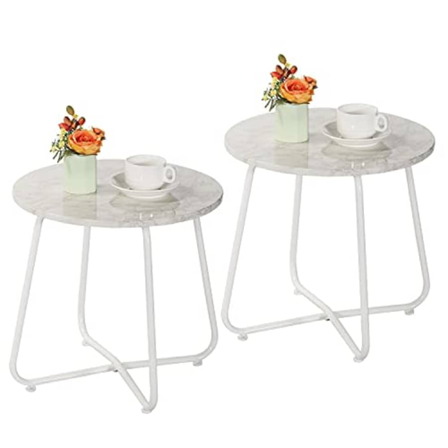 VECELO Patio Outdoor Side Snack Table,Small Round Anti-Rust Metal Style for Garden Balcony, for $55 VECELO Patio Outdoor Side Snack Table,Small Round Anti-Rust Metal Style for Garden Balcony, for $55