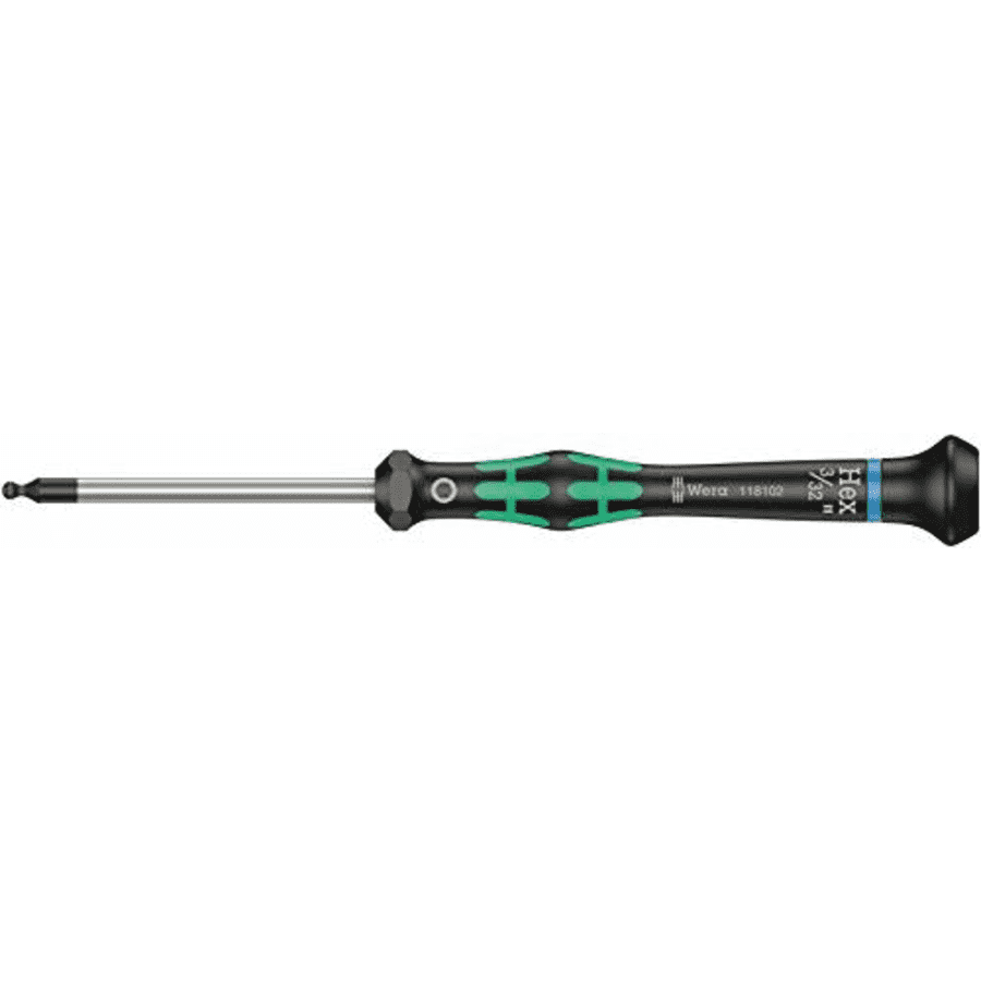 Wera 05118102001 Kraftform Micro 2052 Ballhead Hexagon Electronics Precision Screwdriver, 3/32" for $10