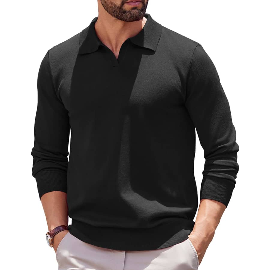 Coofandy Men's Polo Sweater for $14