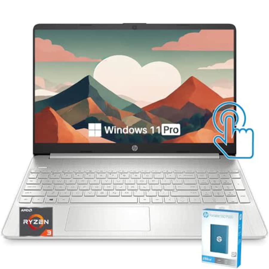 HP Essential 15.6'' Touchscreen Laptop, AMD Ryzen 3 3250U Processor, 8GB RAM, 256GB SSD, HD for $429