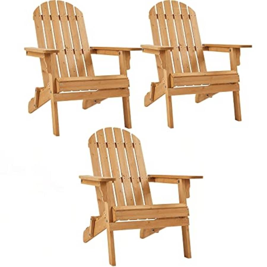 Yaheetech Folding Adirondack Chair Set of 3 Outdoor, 300LBS Solid Wood Garden Chair Weather for $190