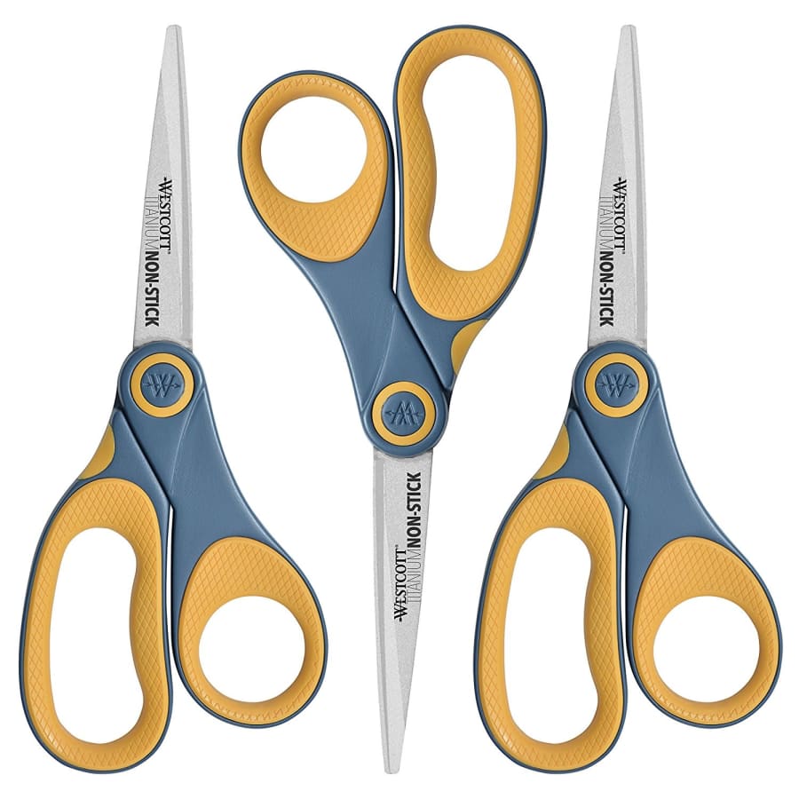 Westcott 8" Titanium Non-Stick Scissors 3-Pack for $12