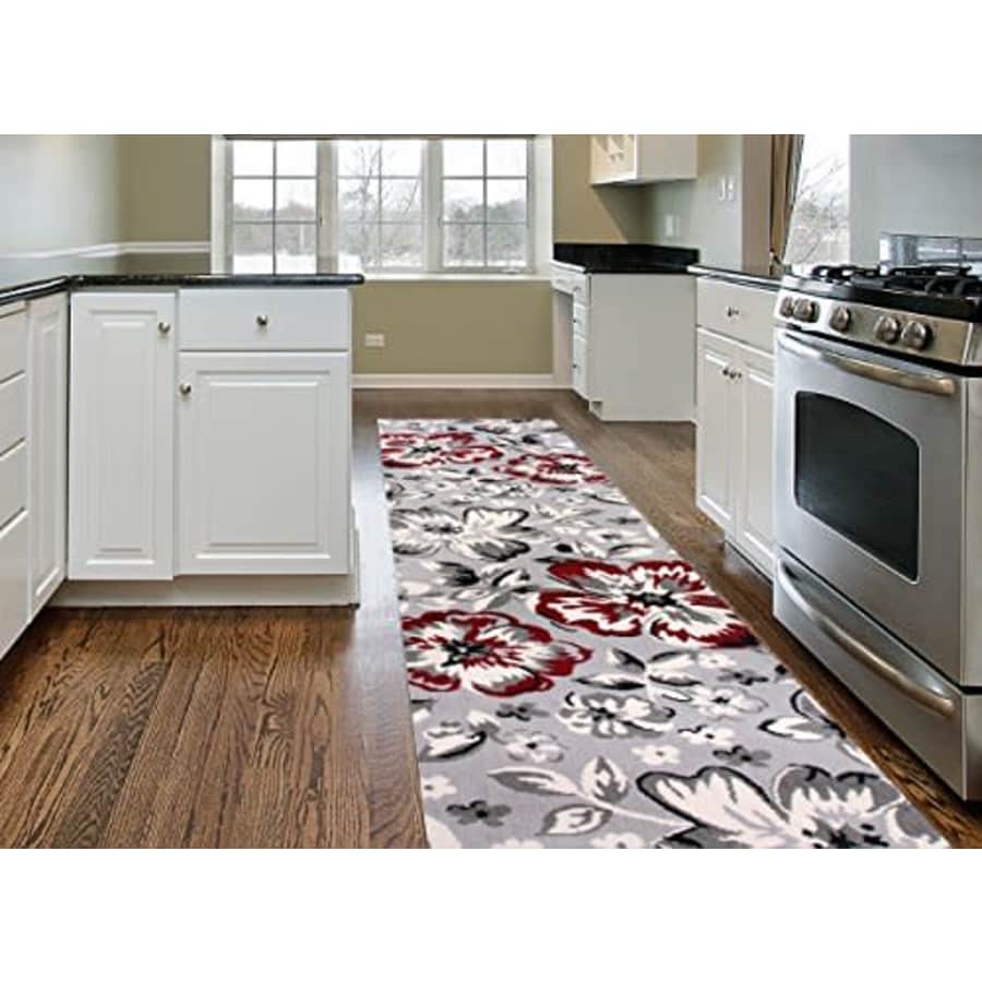 Rugshop Modern Floral Runner Rug 2' X 7' 2" Red for $39 Rugshop Modern Floral Runner Rug 2' X 7' 2" Red for $39