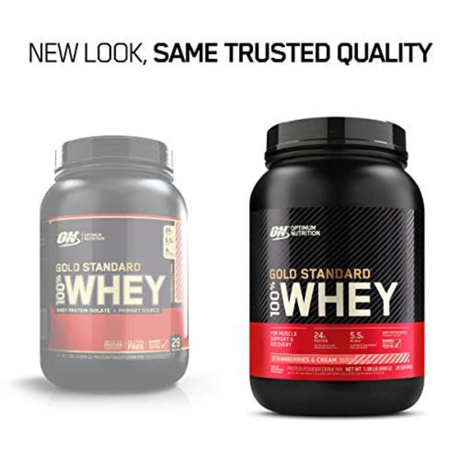 Optimum Nutrition Gold Standard 100% Whey Protein Powder, Strawberry & Cream, 2 Pound (Packaging for $36