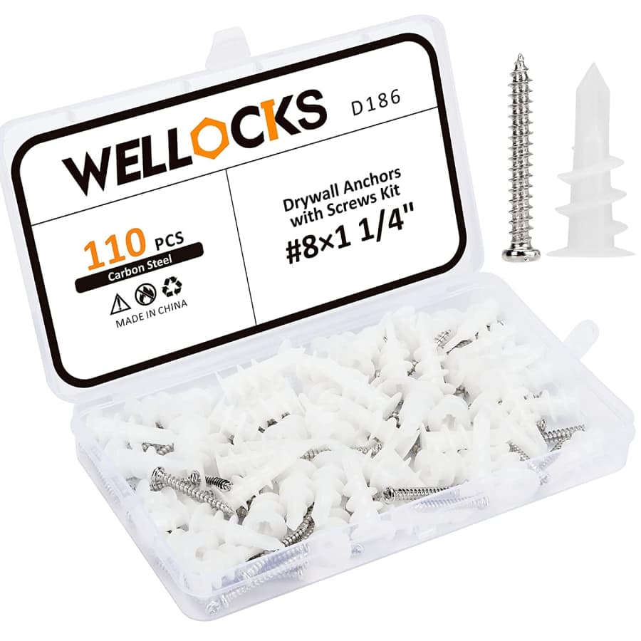 Wellocks 110-pc. 1/4" Drywall Anchor Screw Kit for $6