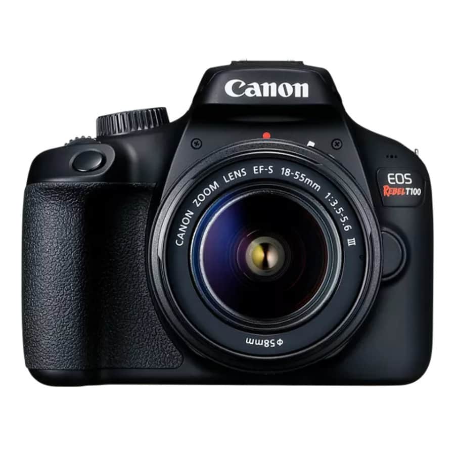 Canon EOS Rebel T100 EF-S 18-55mm F/3.5-5.6 III Lens Kit for $219 Canon EOS Rebel T100 EF-S 18-55mm F/3.5-5.6 III Lens Kit for $219