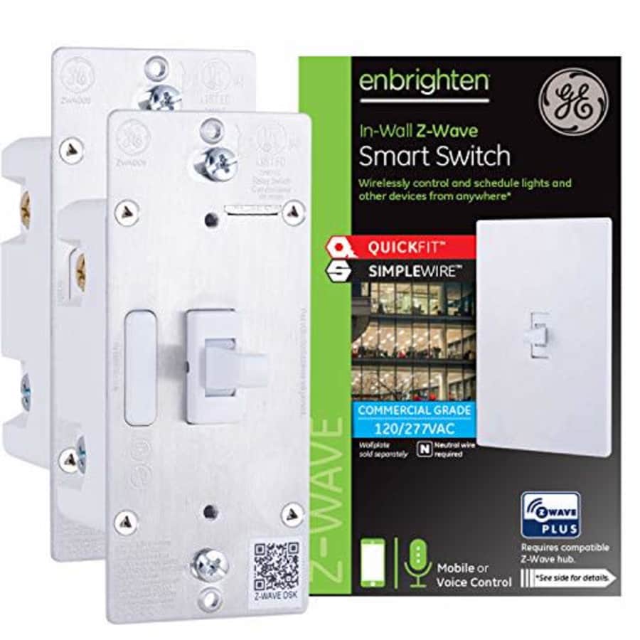 GE Enbrighten Z-Wave Plus Smart Light Switch 2-pack, QuickFit & SimpleWire, Commercial 120/277VAC, for $71