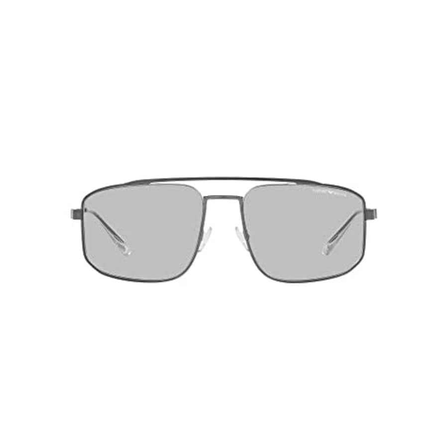 Emporio Armani Men's EA2139 Rectangular Sunglasses, Matte Gunmetal/Light Grey, 57 mm for $74