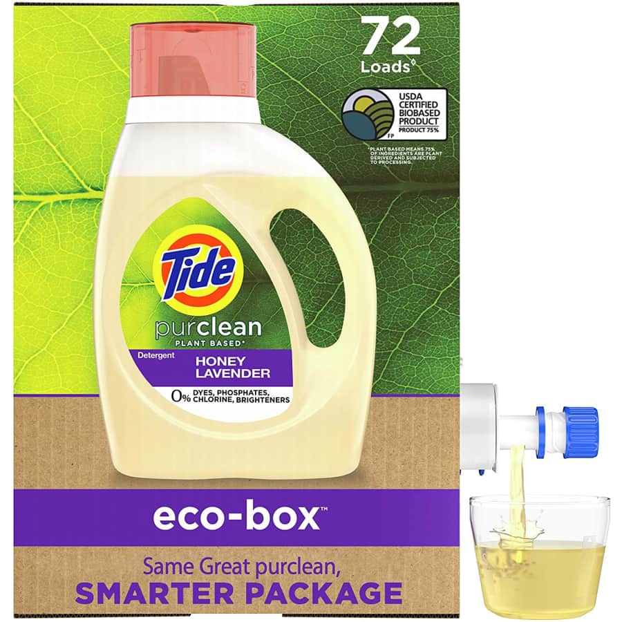 Tide Purclean Plant-Based EPA Safer Choice Liquid Laundry Detergent Soap Eco-Box for $30