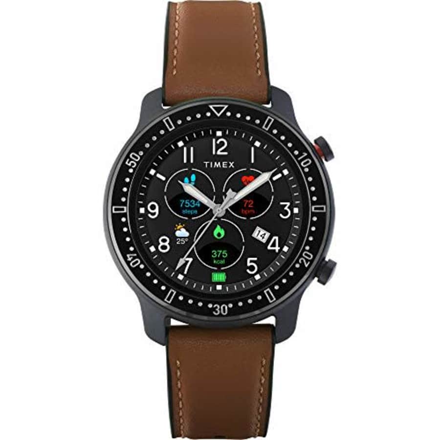 Timex Metropolitan R AMOLED Smartwatch with GPS & Heart Rate 42mm Black with Brown Leather & for $148