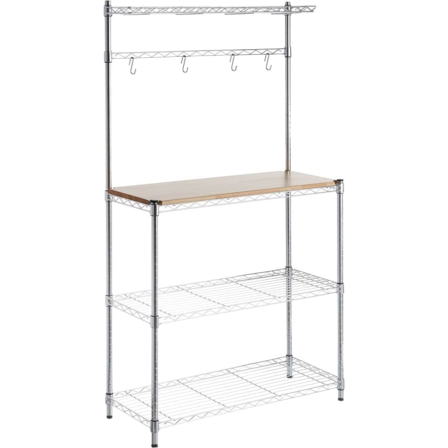AmazonBasics Baker's Rack w/ Wood Table for $92