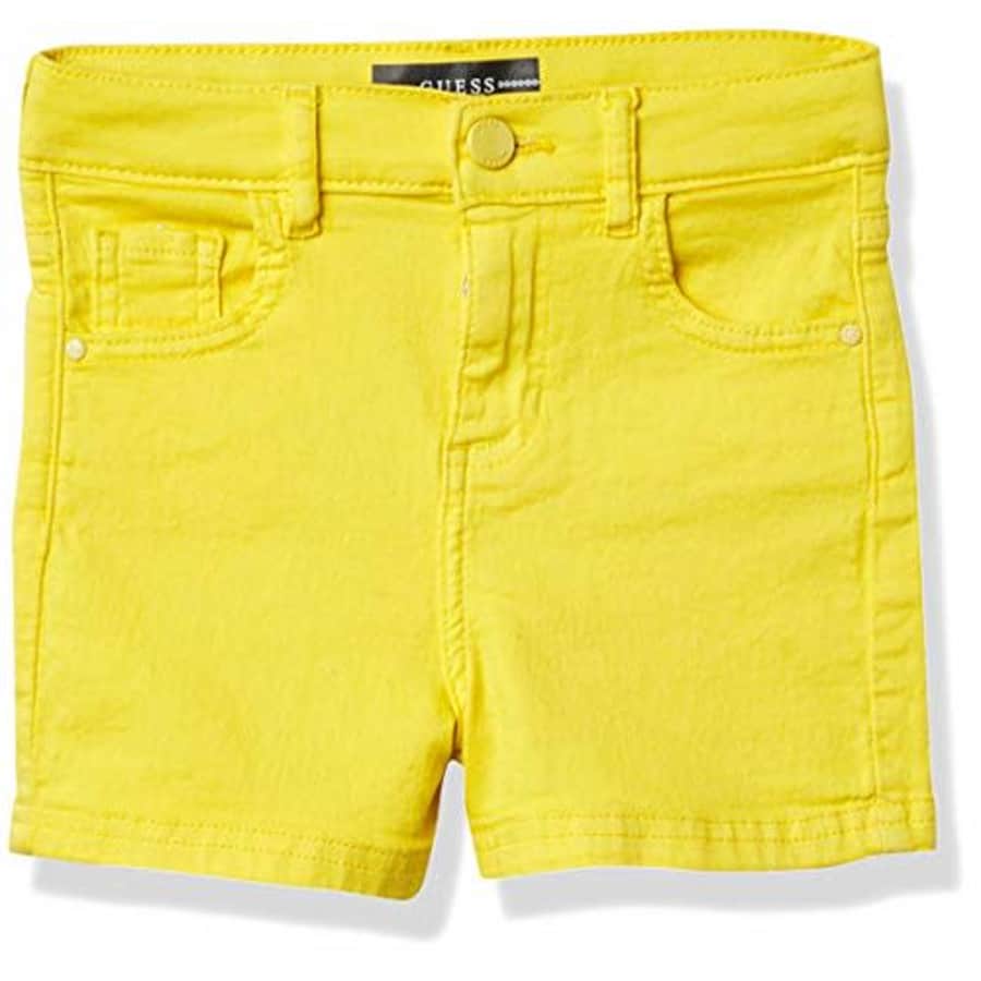GUESS Girls' Big Bull Denim 5 Pocket Short, Summer Yellow, 14 for $26
