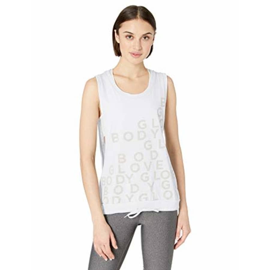 Body Glove Active Women's Electra RALAXED FIT Side Cutout Activewear Tank TOP, White, Medium for $28