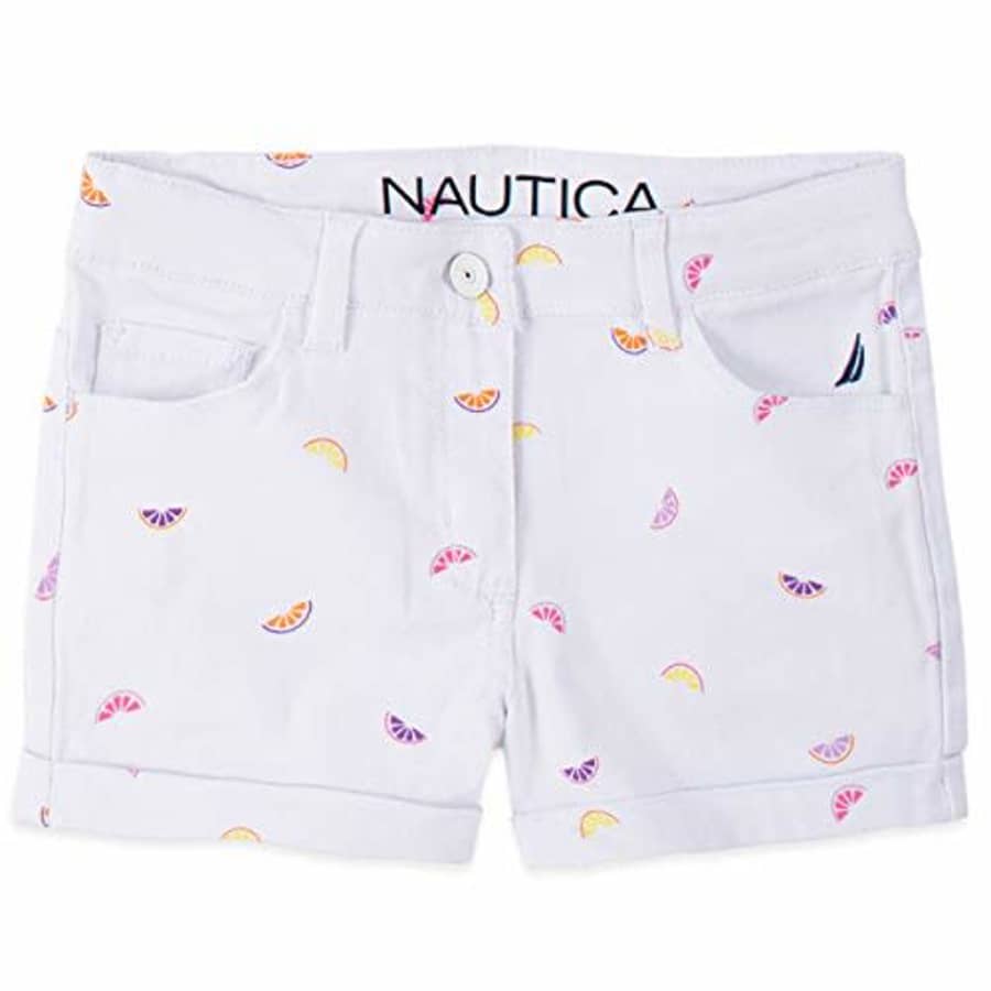 Nautica Girls' Printed Shorts, Citrus White, 5 for $12