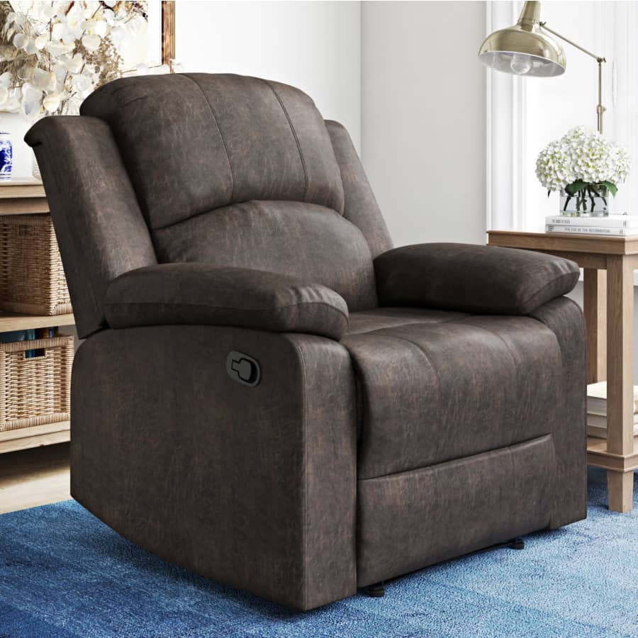 Lifestyle Solutions Reynolds Faux Suede Manual Recliner for $149