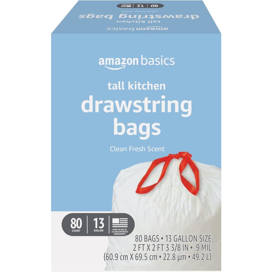 Amazon Basics 80-Count 13-Gallon Drawstring Trash Bags for $11 via Sub & Save