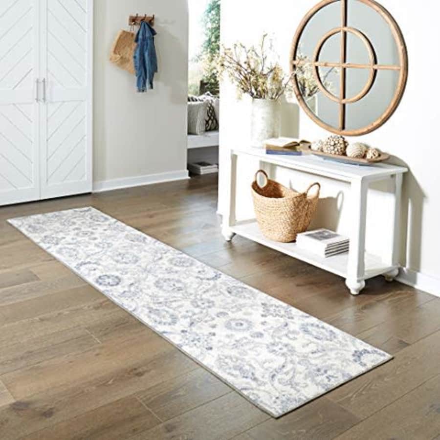 Maples Rugs Blooming Damask Non Slip Runner Rug For Hallway Entry Way Floor Carpet [Made in USA], for $58