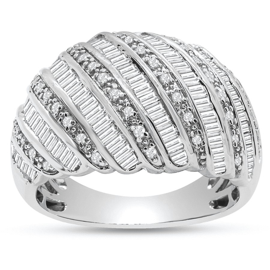 SuperJeweler 1-tcw. Diamond Dome Band Ring in Sterling Silver for $180 SuperJeweler 1-tcw. Diamond Dome Band Ring in Sterling Silver for $180