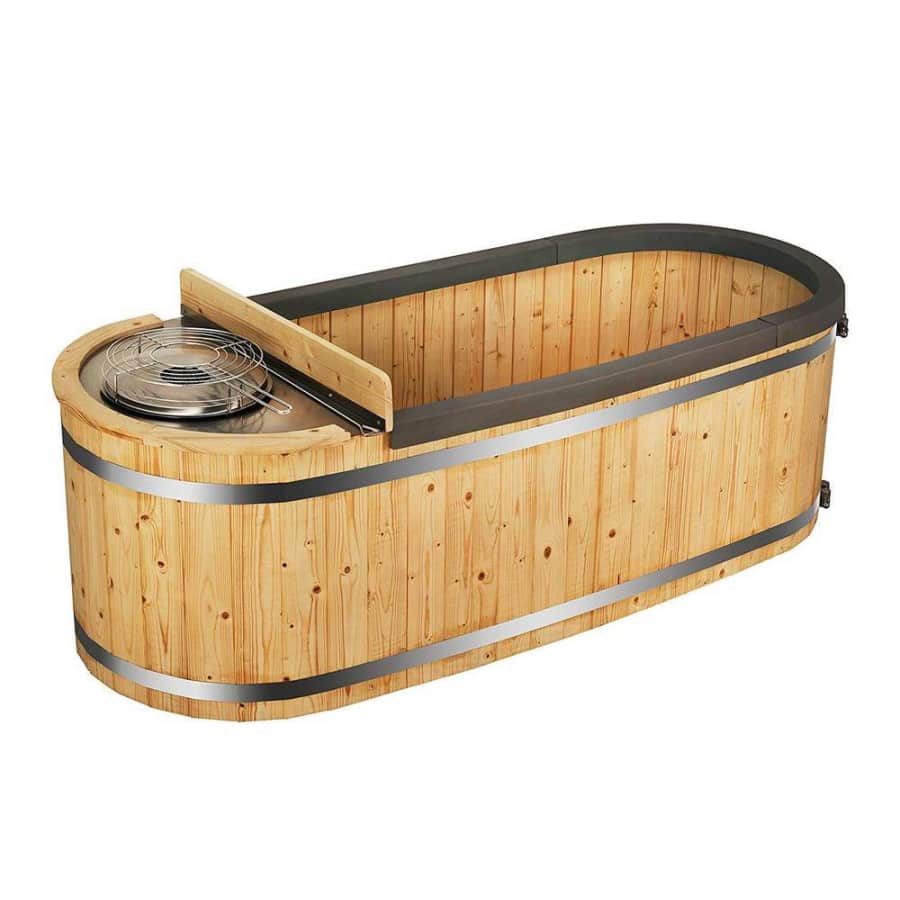 Aleko 2-Person Pine Hot Tub w/ Charcoal Stove Boiler for $999