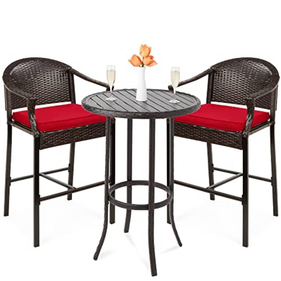 Best Choice Products 3-Piece Patio Bar Table Set, Outdoor Wicker Bar Height Bistro Furniture for for $160