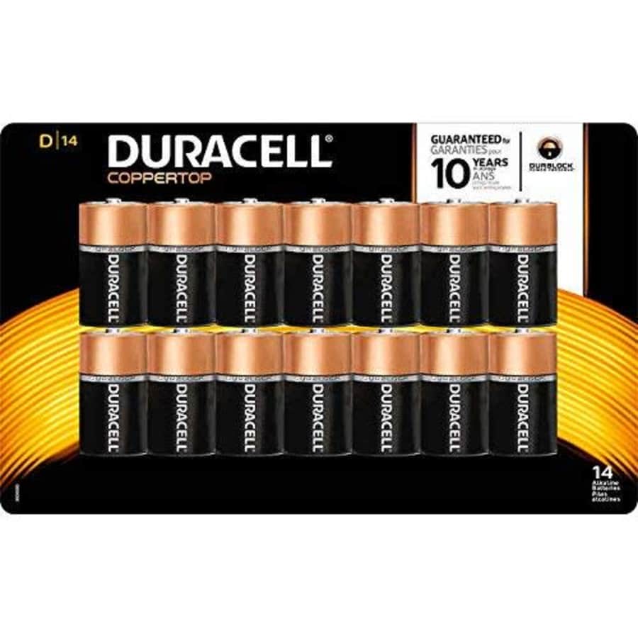 Duracell Coppertop Alkaline D Batteries, 14 Count for $29 Duracell Coppertop Alkaline D Batteries, 14 Count for $29