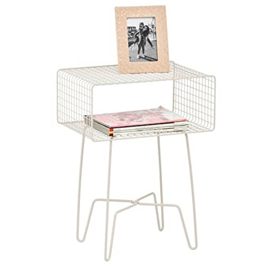 mDesign Modern Industrial Side Table with Storage Shelf, 2-Tier Metal Minimal End Table, Metallic for $50