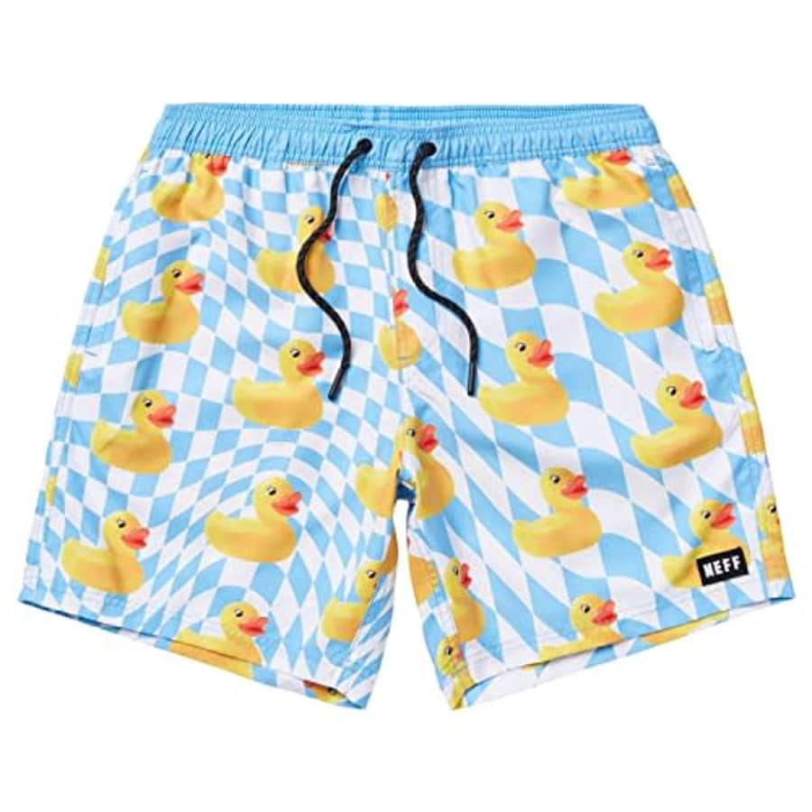 NEFF Men's Standard Daily Hot Tub Board Shorts for Swimming, White/Blue Ducky, Large for $28