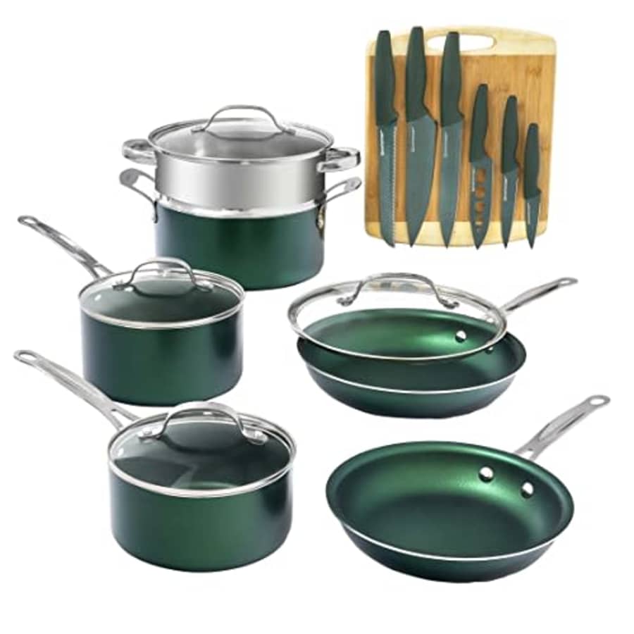 Granitestone 17 Piece Complete Nonstick Cookware Set - Includes 10 Piece Pots and pans Set + 6 for $162