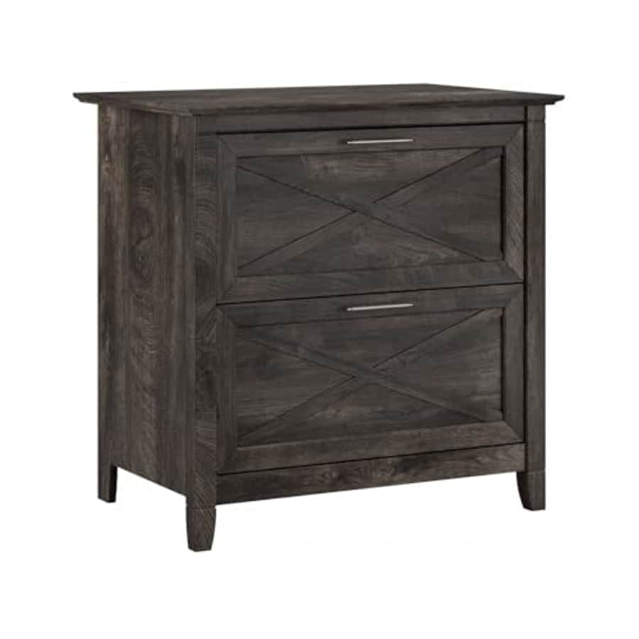 Bush Furniture Key West 2 Drawer Lateral File Cabinet in Dark Gray Hickory | Document Storage for for $180