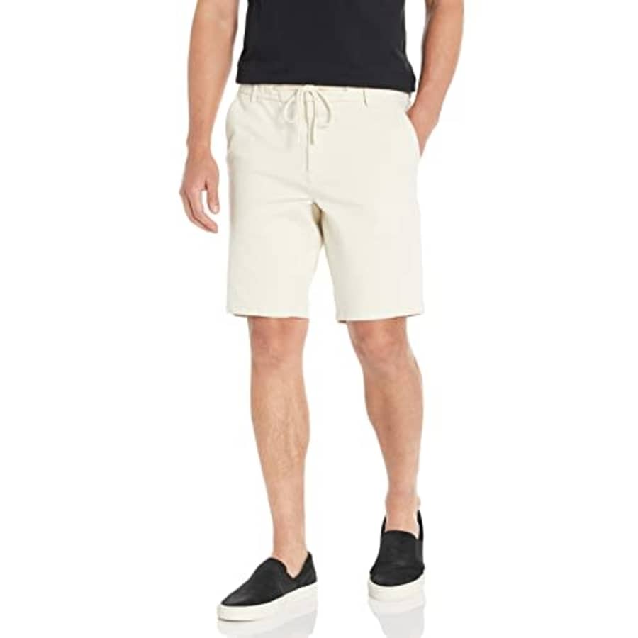 BOSS Men's Structured Jersey Drawstring Waist Shorts, Oat Milk, 30R for $27 BOSS Men's Structured Jersey Drawstring Waist Shorts, Oat Milk, 30R for $27