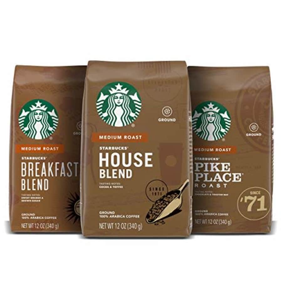 Starbucks Medium Roast Ground Coffee Variety Pack 100% Arabica 3 bags (12 oz. each) for $29 Starbucks Medium Roast Ground Coffee Variety Pack 100% Arabica 3 bags (12 oz. each) for $29
