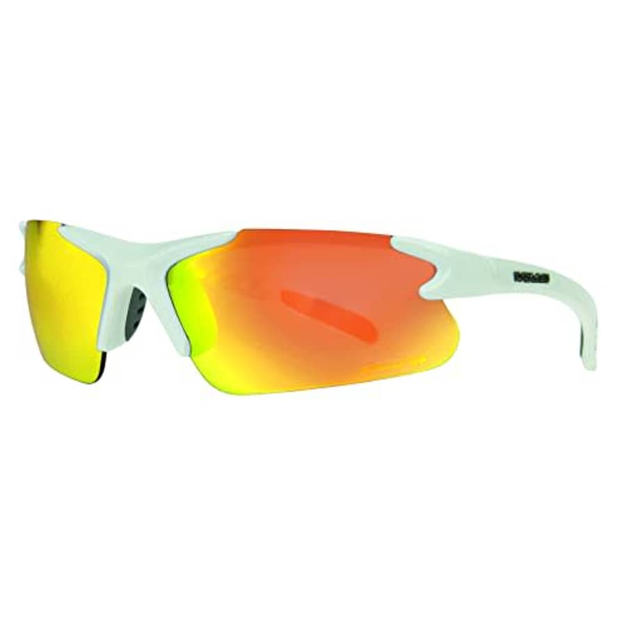 Rawlings Base Runner Youth Baseball Sunglasses, Shiny White/Orange Mirror, 66mm for $14