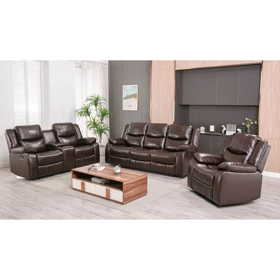 Ebello Home Lawrence 3-Piece Leather Gel Reclining Living Room Set for $1,399 for members