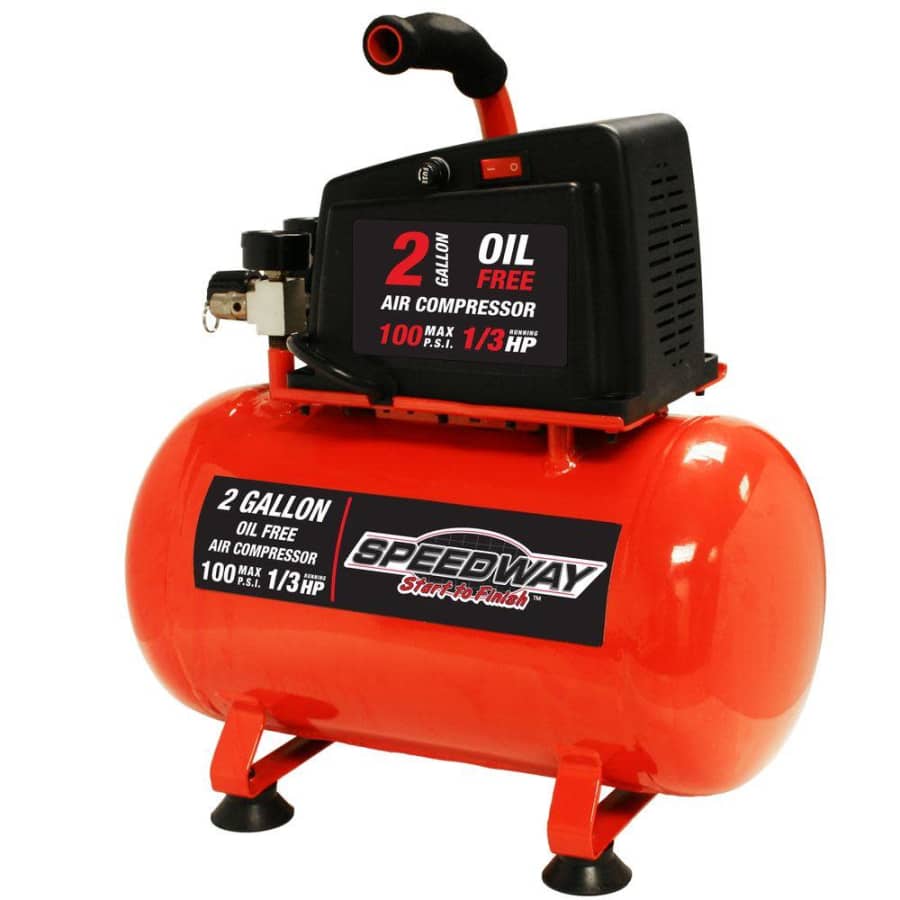 Speedway 2-Gal. Hot Dog Oil-Free Air Compressor for $78