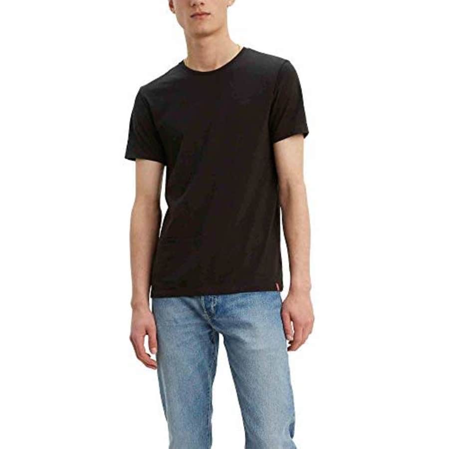Levi's Men's Slim Fit Crewneck Tee Shirt (2-Pack), Black + Black, Small for $14