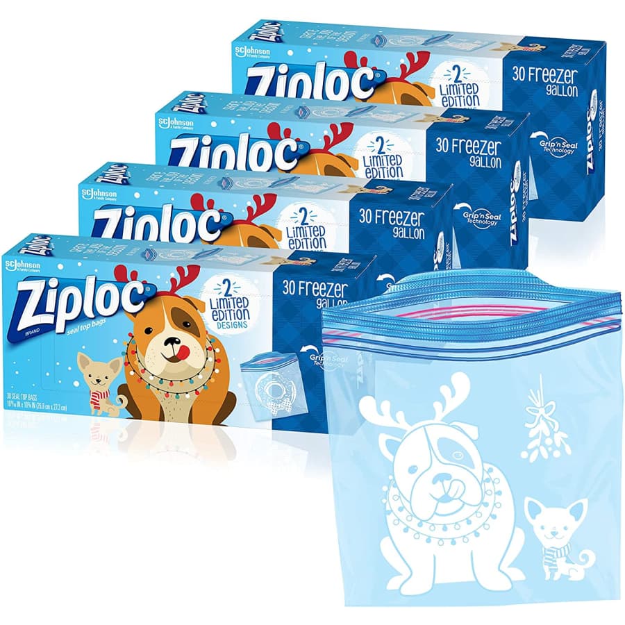 Ziploc Holiday Gallon Freezer Bag 30-Ct. Box 4-Pack for $19