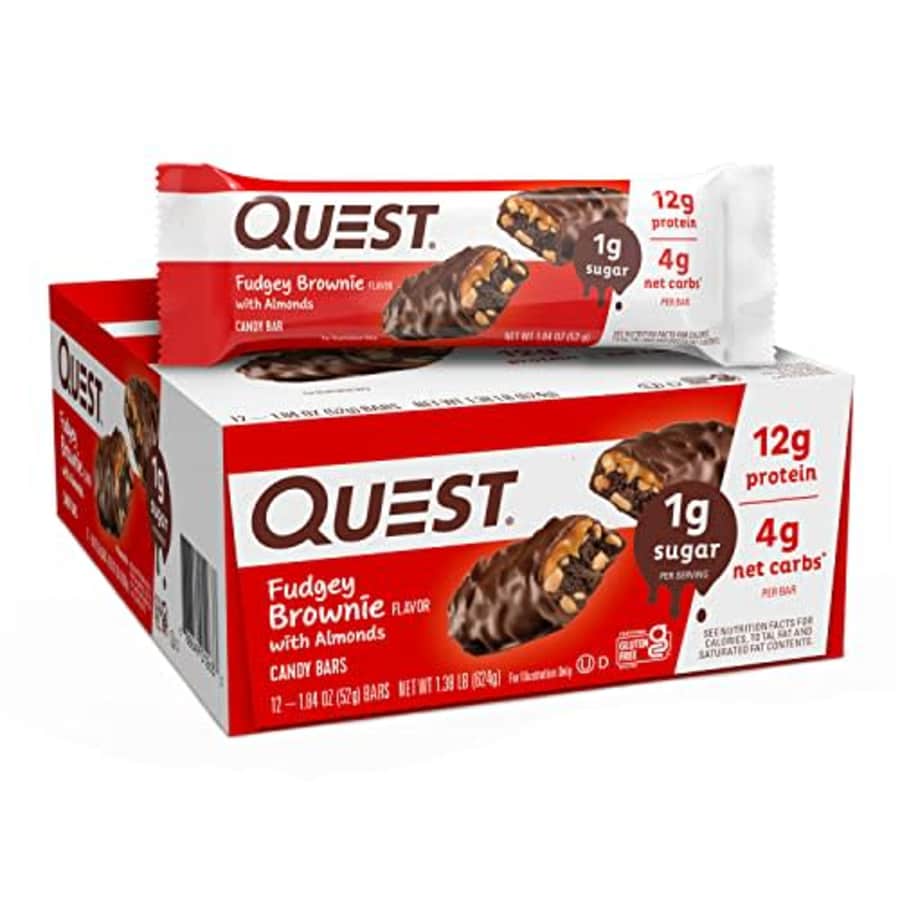 Quest Nutrition Fudgey Brownie Candy Bars, High Protein, Low Carb, 1g Sugar, 12 Count for $50