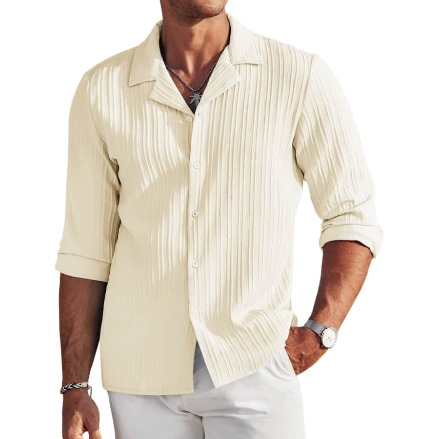 Coofandy Men's Casual Linen Button Down Shirt for $10 Coofandy Men's Casual Linen Button Down Shirt for $10