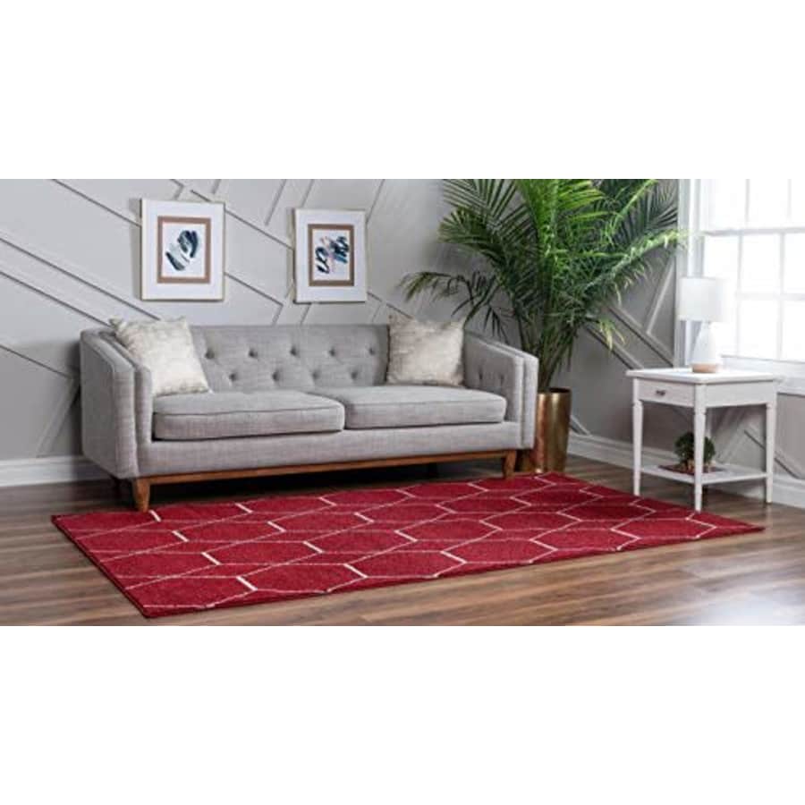 Unique Loom Trellis Frieze Collection Lattice Moroccan Geometric Modern Red Area Rug (8' 0 x 10' 0) for $100