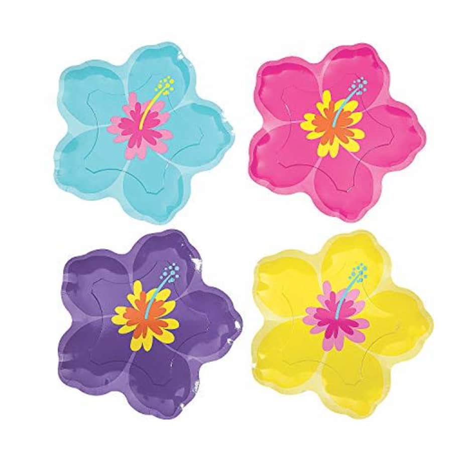Fun Express Hibiscus Paper Dinner Plates - Party Supplies - 8 Pieces for $13