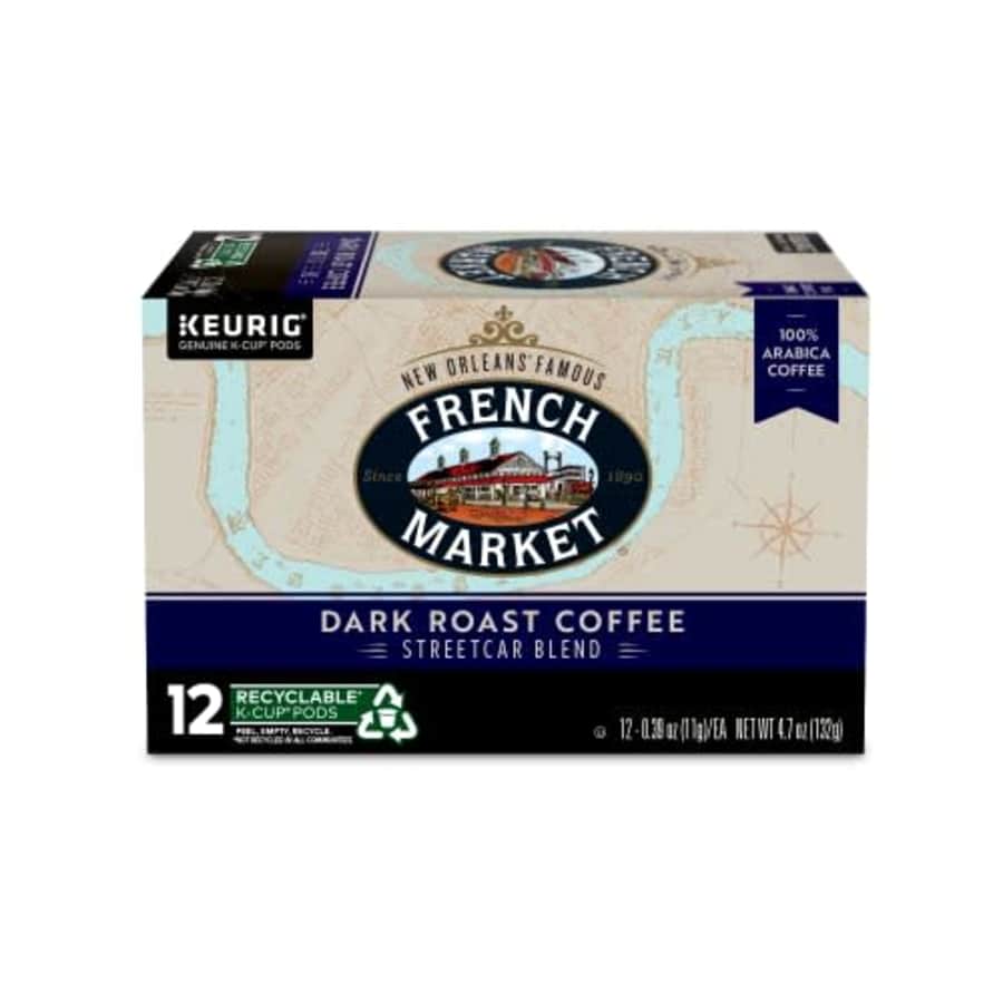 French Market Coffee, St. Charles Blend, Single Serve Coffee K-Cup Pods, Dark Roast, 12 Count for $10 French Market Coffee, St. Charles Blend, Single Serve Coffee K-Cup Pods, Dark Roast, 12 Count for $10